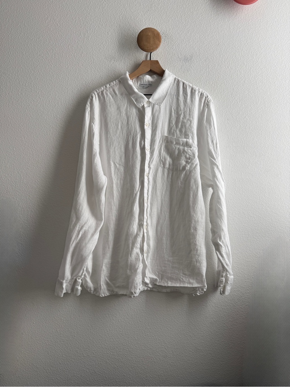 James Perse Mens Linen White Button Down Shirt